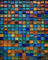 Picture of A Multicolored Brick And Tile Wall, Background