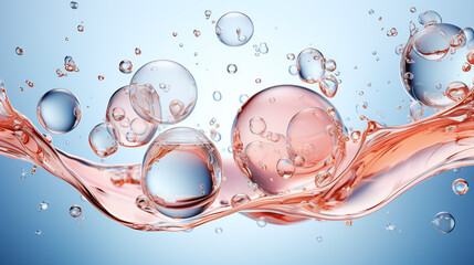 transparent orange water bubbles against a white background graphic element or symbol for refreshment and rejuvenation in the wellness and cosmetics industry advertising