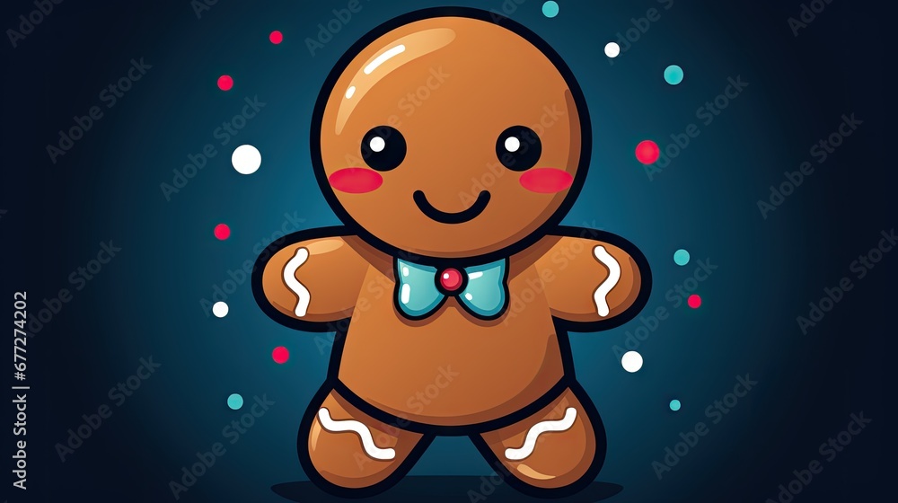 Aufkleber a ginger with a bow tie is standing in front of a dark background with snowflakes and snow flakes on