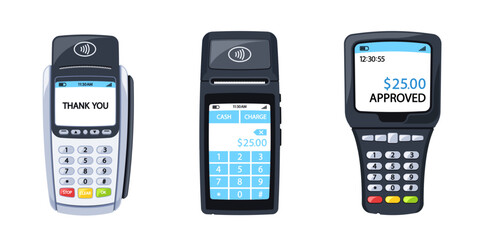 Pos, Point Of Sale Terminals. Device Used In Retail And Hospitality For Processing Payments And Tracking Sales