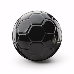 Fototapeta premium An isolated black football lays against a pristine white backdrop.