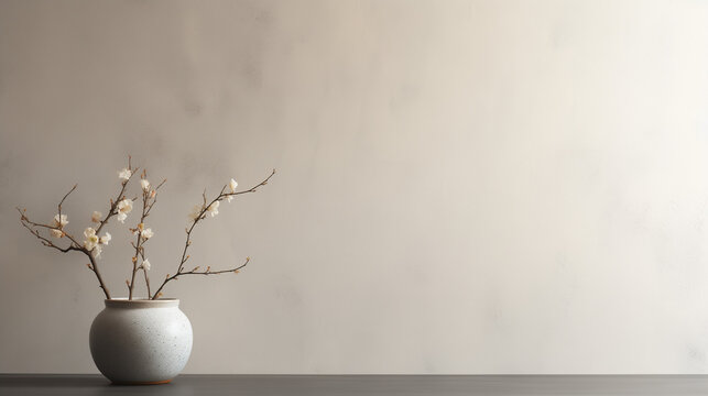 Minimalistic light background, wabi sabi style