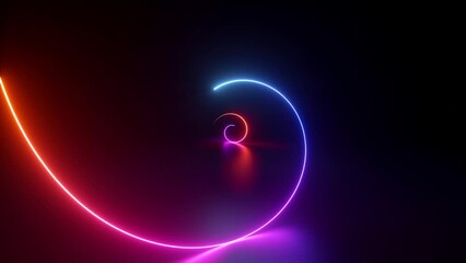 cycled 3d animation, abstract minimalist geometric background, neon spiral line, simple glowing helix. Modern wallpaper - Powered by Adobe