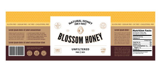 Honey label or packaging design template. Vector honey illustration