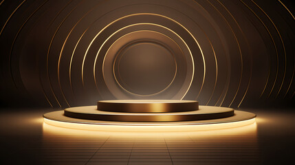3D luxury product booth scene, e-commerce, podium, stage, product demonstration background, PPT background, 3D rendering