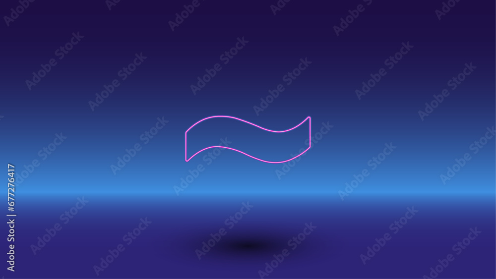 Poster neon tilde symbol on a gradient blue background. the isolated symbol is located in the bottom center
