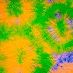 Multicolor 70s Groovy. Ethnic Tie Dye. White