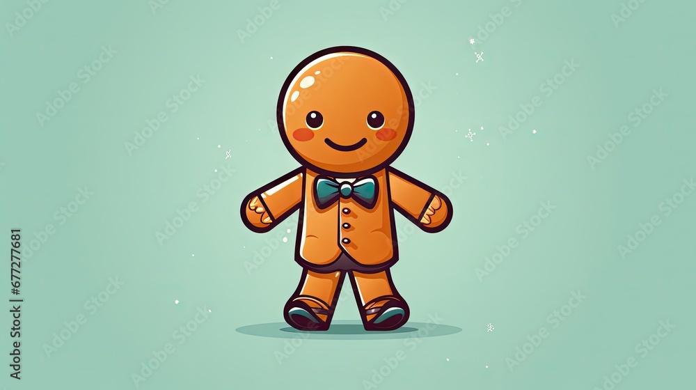 Poster  a ginger with a bow tie is standing in front of a green background with snowflakes and stars on the bottom half of the image and bottom half of the image.  generative ai