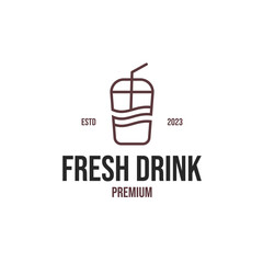 Ice Drink Plastic Glass Logo Design Concept Vector Illustration Symbol Icon