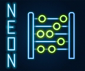 Glowing neon line Abacus icon isolated on black background. Traditional counting frame. Education sign. Mathematics school. Colorful outline concept. Vector