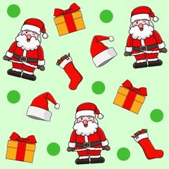 Santa Claus and Christmas gifts pattern 