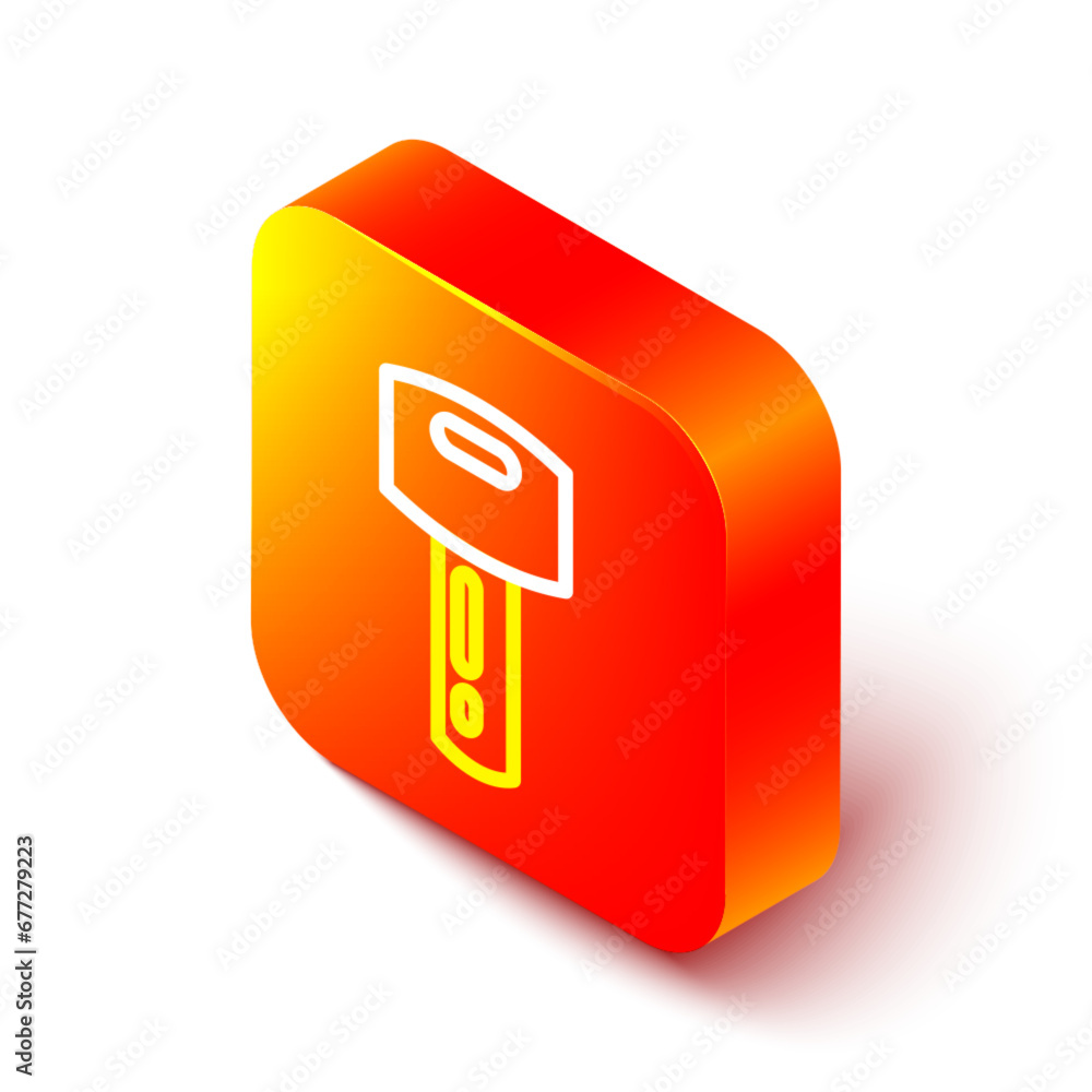 Poster isometric line car key with remote icon isolated on white background. car key and alarm system. oran
