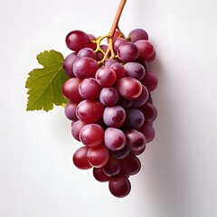 Fototapeta premium purple grapes isolated on a white background. ripe violet berries with leaves.
