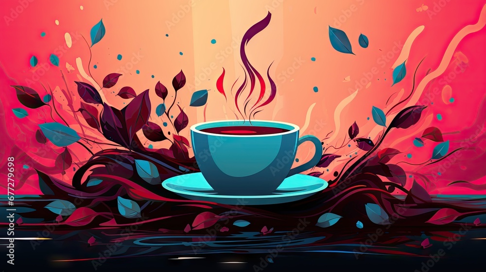 Aufkleber a cup of coffee on a saucer on a saucer on a saucer on a saucer on a saucer on a saucer on a saucer 