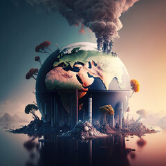 The concept of environmental pollution on the planet, global and social problems. AI generated.