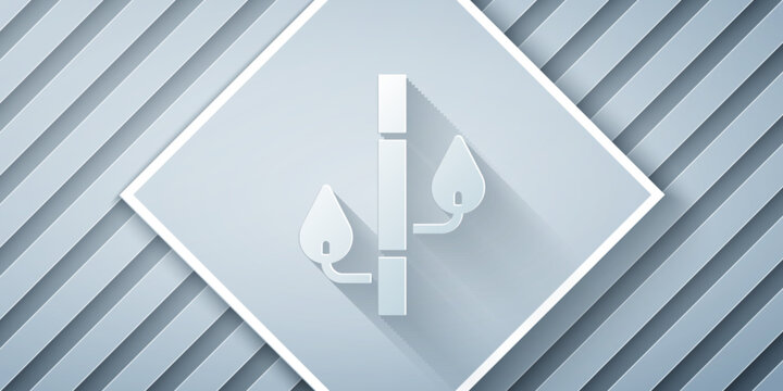 Paper cut Bamboo icon isolated on grey background. Paper art style. Vector