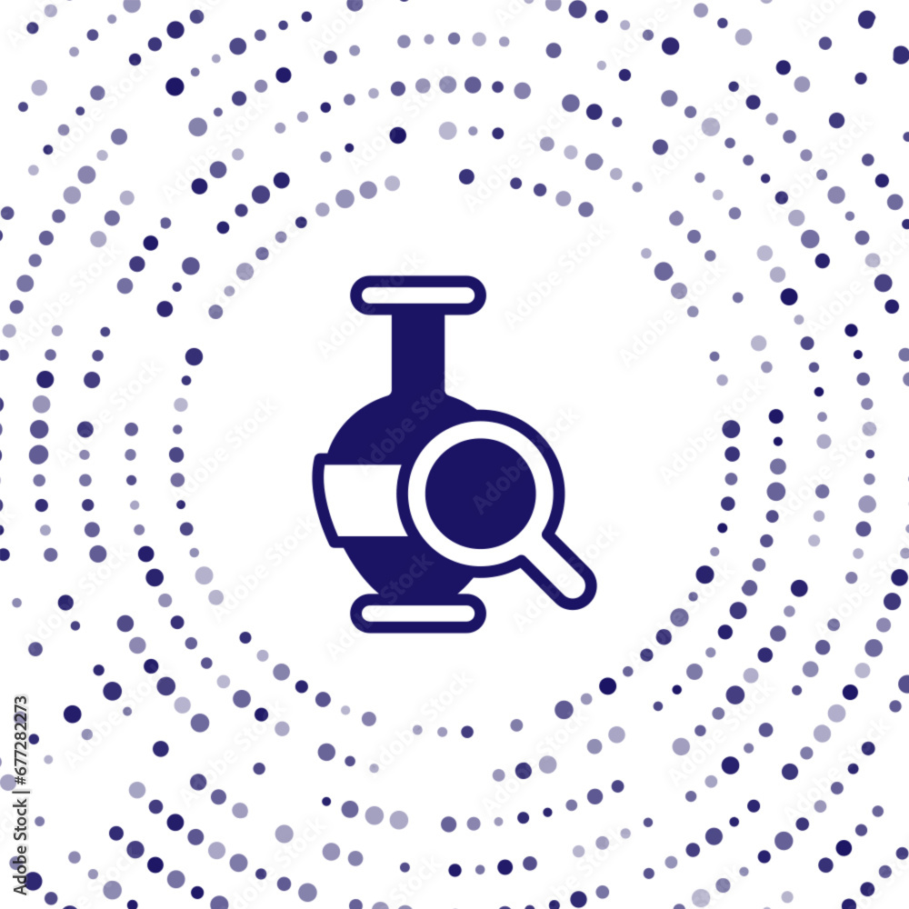 Poster blue ancient amphorae icon isolated on white background. abstract circle random dots. vector
