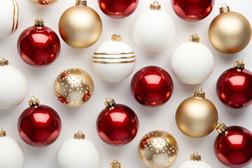 Christmas decoration on a white background. Top view. Flat lay	

