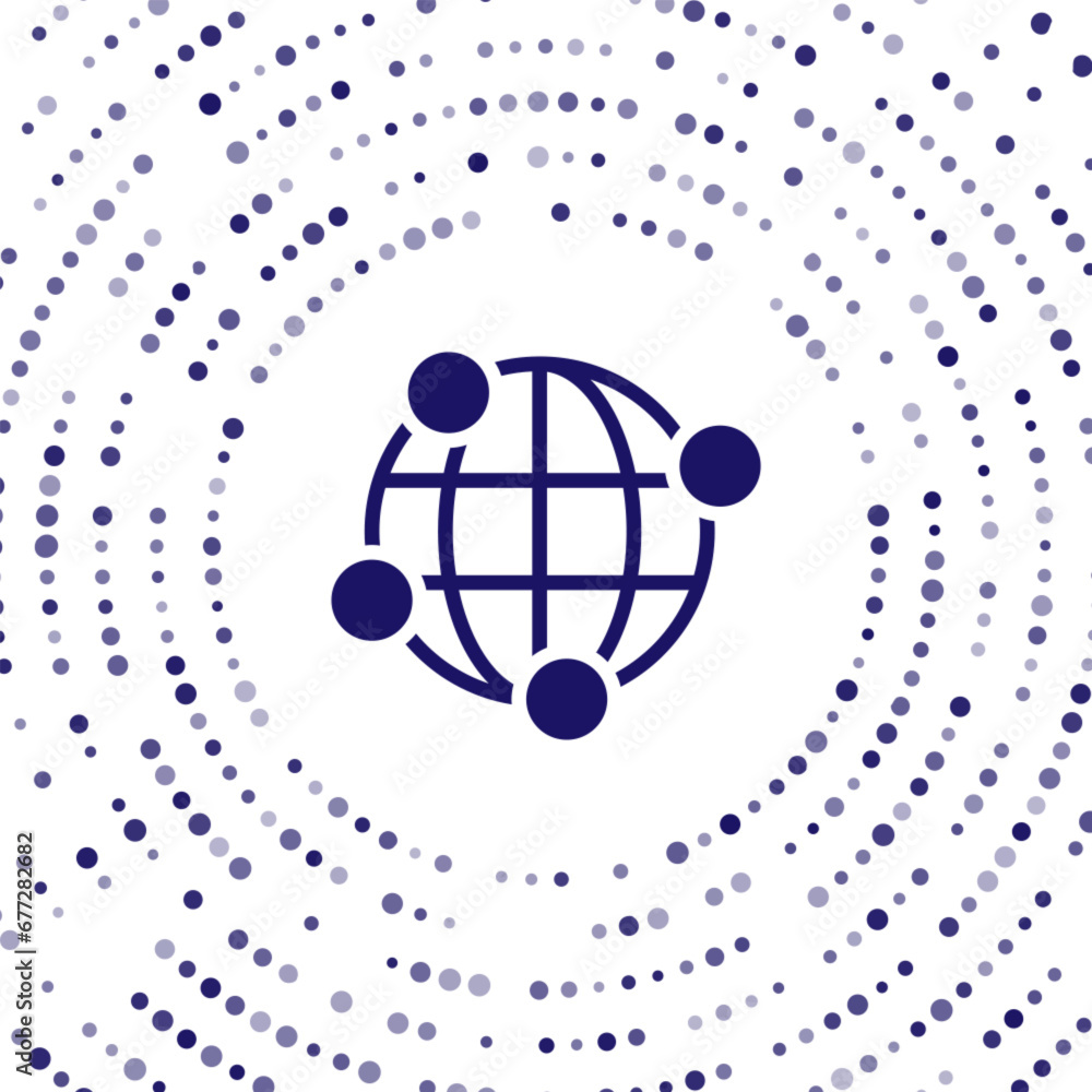 Poster blue global technology or social network icon isolated on white background. abstract circle random d