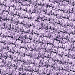 Fototapeta na wymiar Purple Knit Wallpaper. Lilac Knitting. Pink Wool