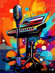 Сolorful abstract music poster. International Music Day Poster.	