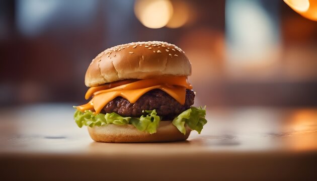 image of burger with orange background
