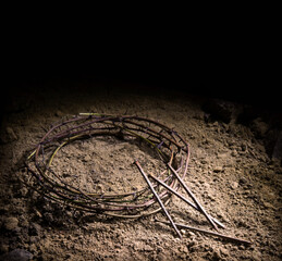 Rusty wreath of thorns at the cross