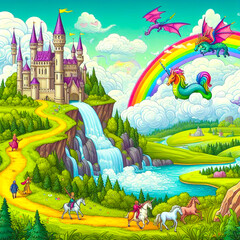 fairy tale castle with rainbow 2