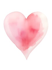 Drawing of a Heart in pink Watercolors on a white Background. Romantic Template with Copy Space