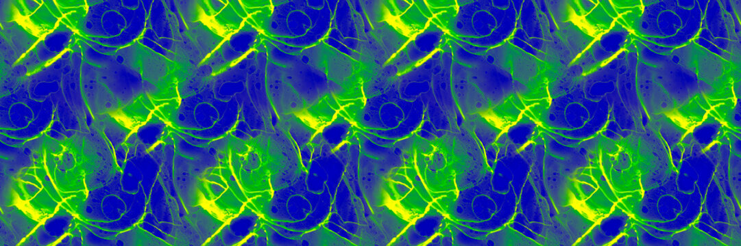Multicolored Seamless Texture. Alcohol Ink Background. Green Seamless Flower. Kaleidoscope Pattern. Psychedelic Abstract Color Paintings. Vivid Splash Paints.