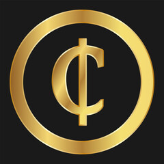 Gold Cedi icon Concept of internet web currency
