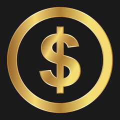 Gold dollar icon Concept of web internet currency