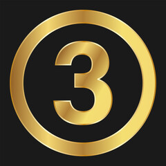 Gold icon with number three Concept of internet icon