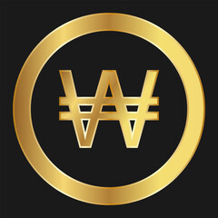Gold Won icon Concept of internet web currency