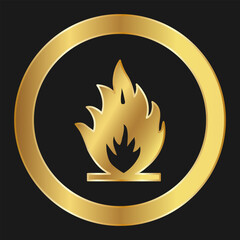 Keep away from fire Simple gold icon on product packaging and box