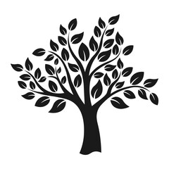 Tree with leaves simple icon for web and logo in flat style