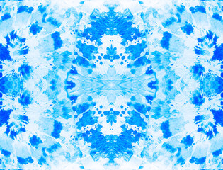 Aqua Space Dye Seamless Print. Sky Geo Circles.