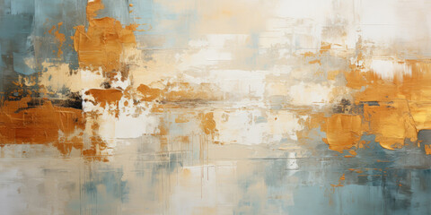 Abstract oil painting: abstract geometric shapes in turquoise and gray gold colors in boho style, artistic texture.