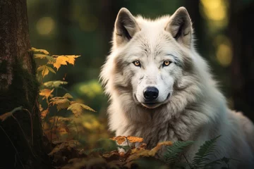 Foto op Canvas White wolf in the wild closeup © Veniamin Kraskov