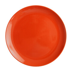 orange ceramic plate isolated on white background