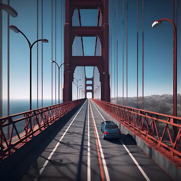 Golden Gate Bridge in San Francisco. California. USA. 3D rendering