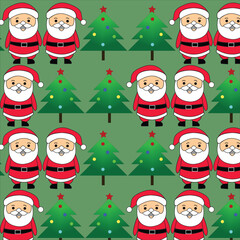 santa claus and christmas tree pattern