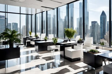 Fototapeta na wymiar Modern office interior, Generated using AI