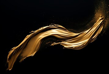 Golden splash of liquid on a black background. 3d rendering 