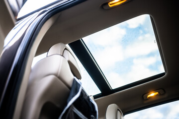Glass sunroof in car