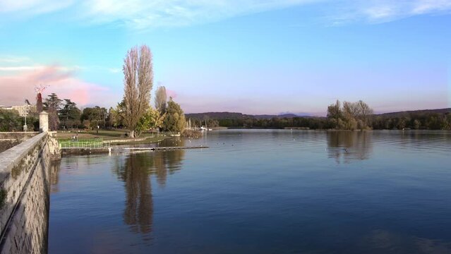 Autumn Landscapes - Port of Angera on Lake Maggiore in the morning