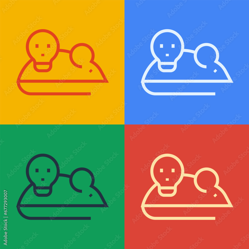 Aufkleber pop art line experimental mouse icon isolated on color background. vector