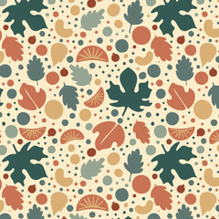 hand drawn autumn pattern with leaves theme