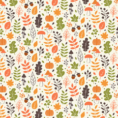 hand drawn flat fall pattern design on light background for autumn season celebration 