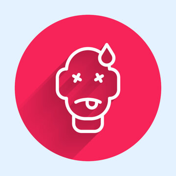 recommend clip art: White line Man poisoning icon isolated with long shadow background. Red circle button. Vector